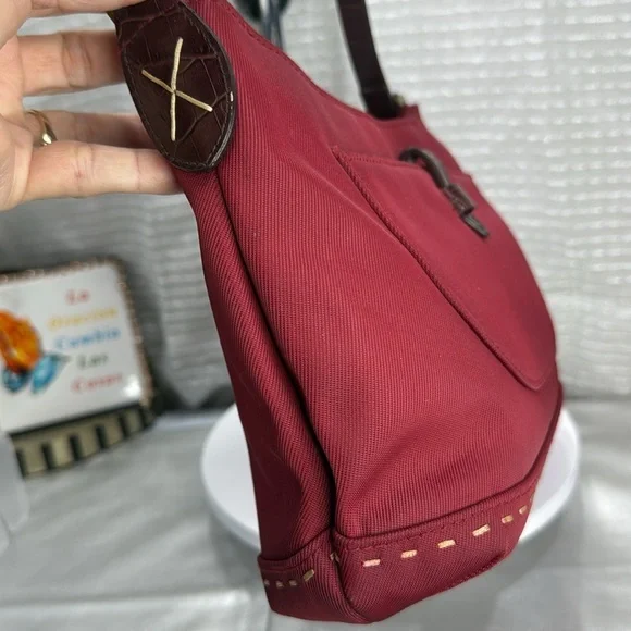 (X1) LIZ CLAIBORNE, small vintage 80s canvas and leather shoulder bag - Picture 4 of 12